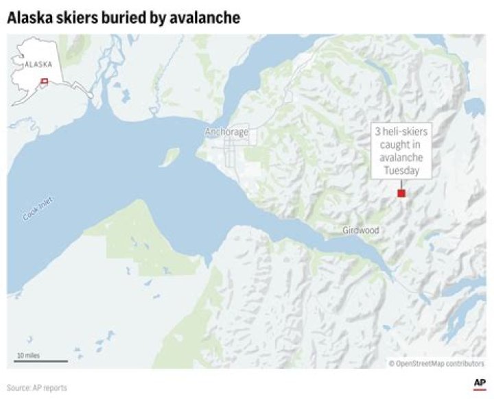 Skier killed, 2 others hurt after falling about 1,000 feet in Alaska avalanche