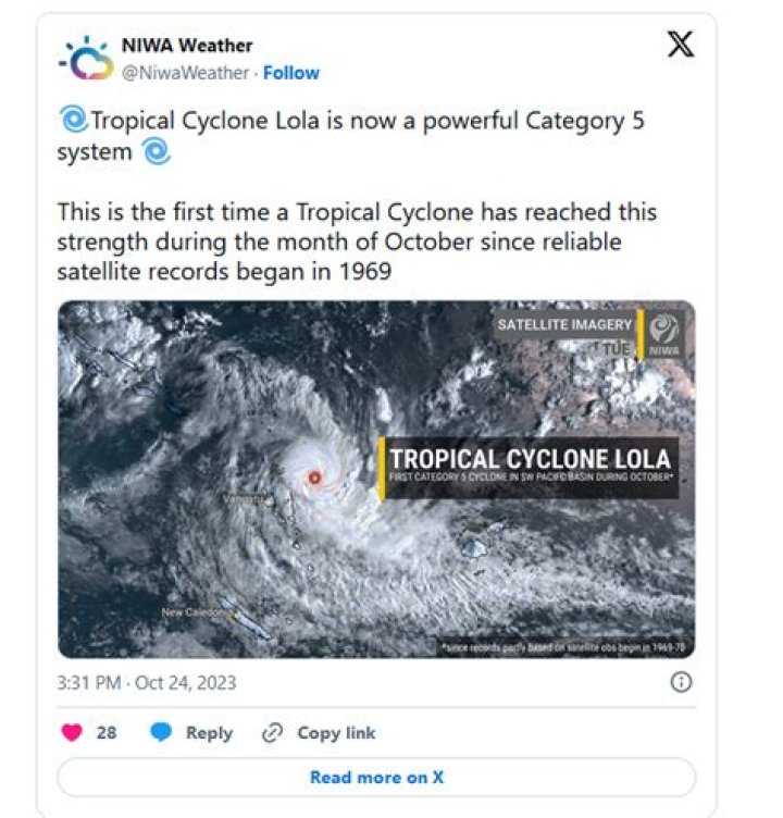 Severe Tropical Cyclone Lola now category 5, Vanuatu on red alert